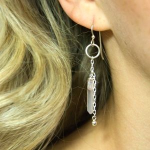 Quartz crystal, sterling silver handmade earrings